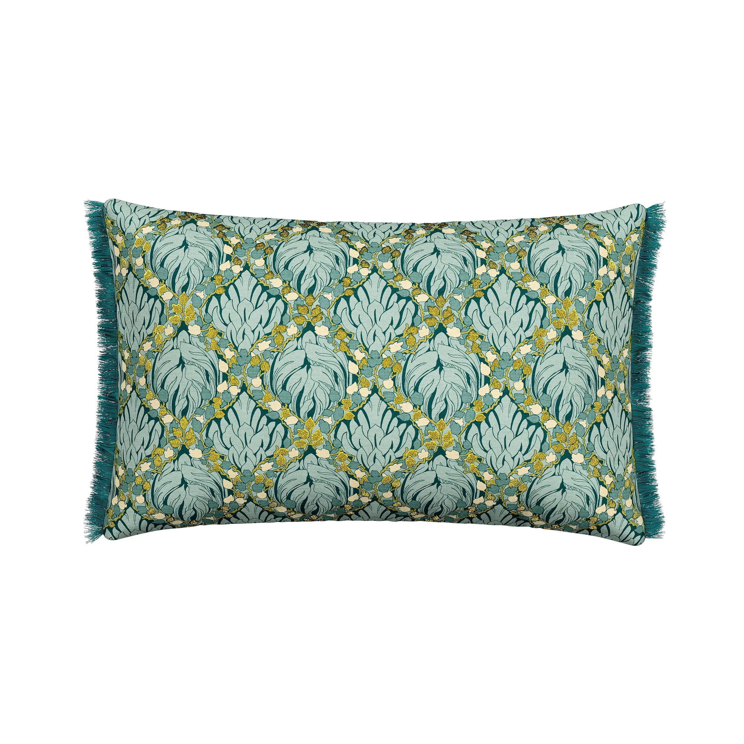 Botanical Harmony Floral Cushion By Va In Teal Claret